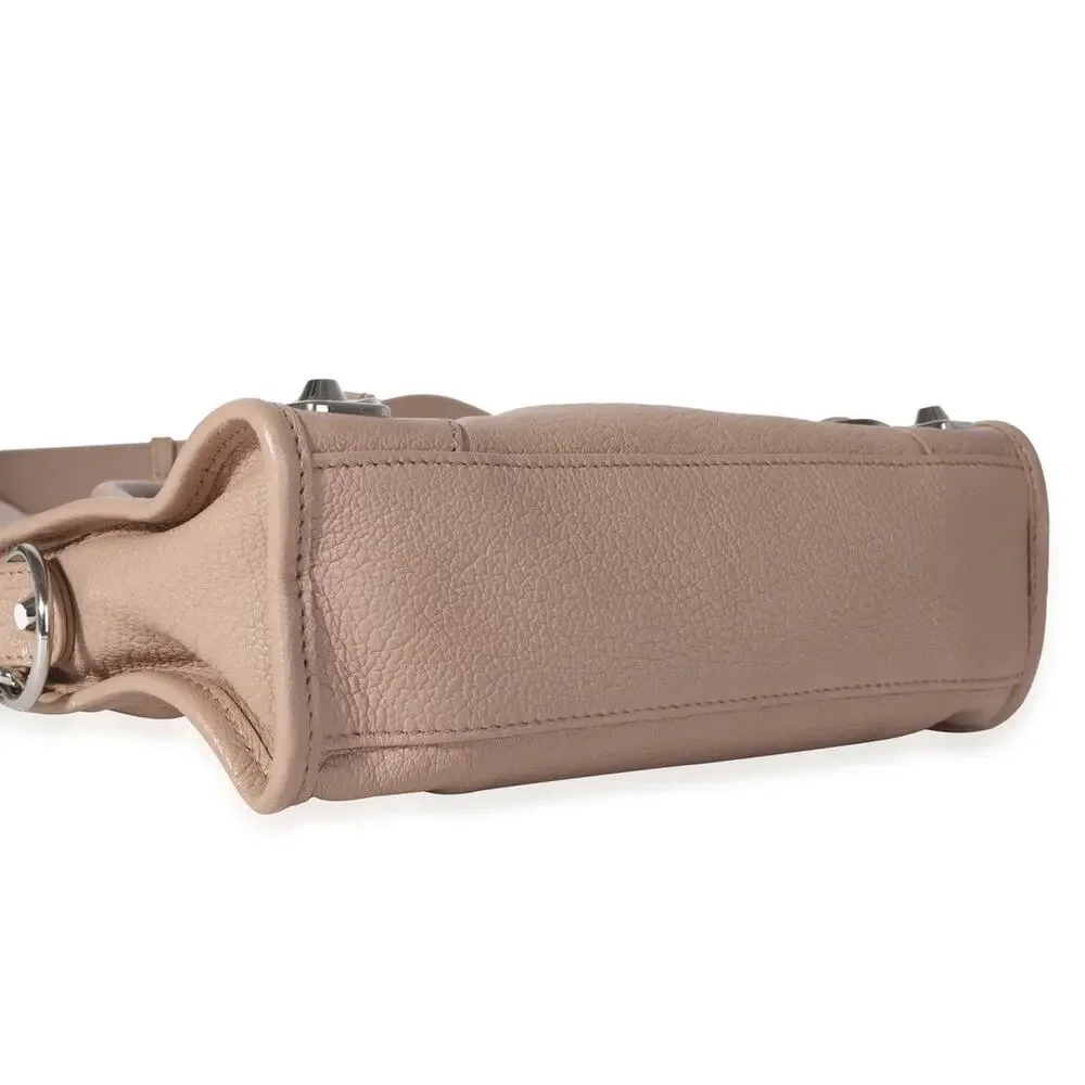 Balenciaga Rose De Sables Chèvre Leather Metallic Edge City 2Way Bag
